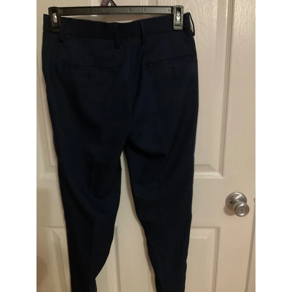 Haggar Mens Slim Straight All Day Comfort Navy Blue Dress Pants 30x30